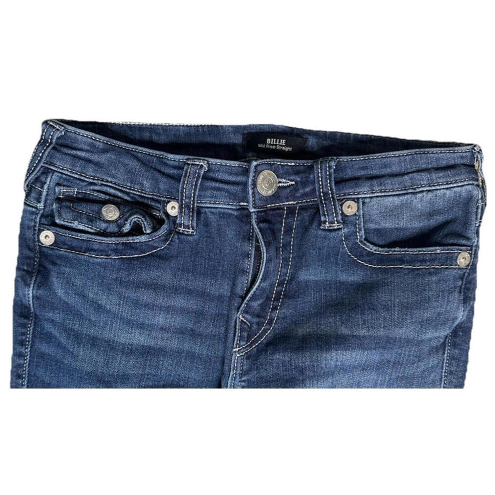 True Religion Billie Womens 27 Mid Rise Straight Leg Med Wash Blue Denim - Picture 2 of 7